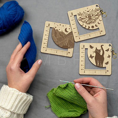 Wooden Square Frame Crochet Ruler DIY-WH0536-003-1