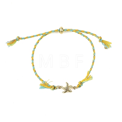 Ocean 304 Stainless Steel Link Adjustable Braided Polycotton Metallic Cord Slider Bracelets BJEW-JB14245-03-1