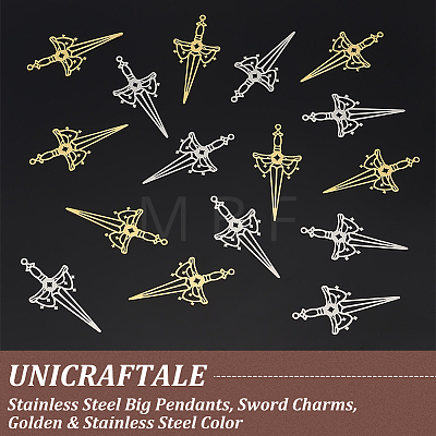 Unicraftale 20Pcs 2 Colors 304 Stainless Steel Big Pendants STAS-UN0051-35-1