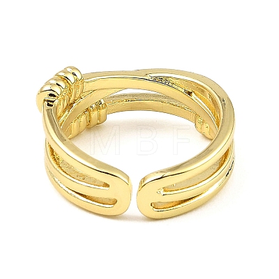 Rack Plating Brass Criss Cross Open Cuff Rings RJEW-D009-05G-1