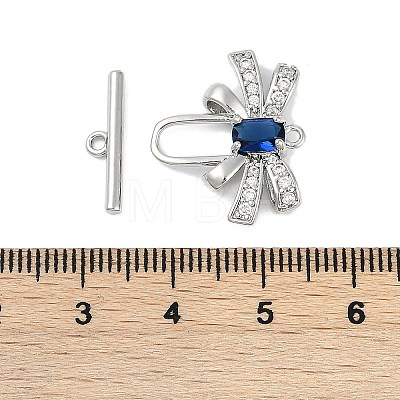 Brass Micro Pave Clear Cubic Zirconia Toggle Clasps KK-K391-20P-1