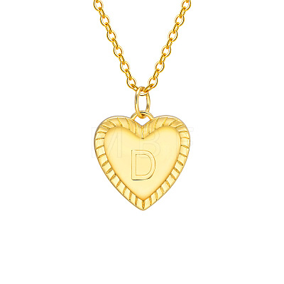 Golden Tone Brass Cable Chain Letter Heart Pendant Necklaces for Women PW-WG67FD6-04-1