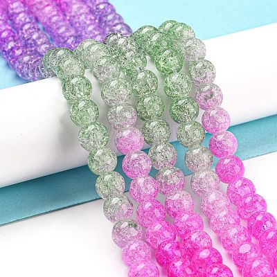 Spray Painted Crackle Glass Beads Strands DGLA-C002-8mm-08-1
