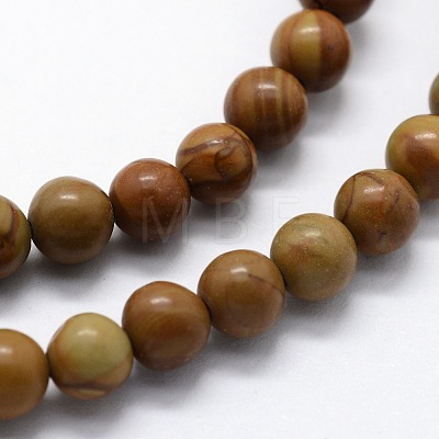 Natural Wood Lace Stone Beads Strands G-I199-17-4mm-1