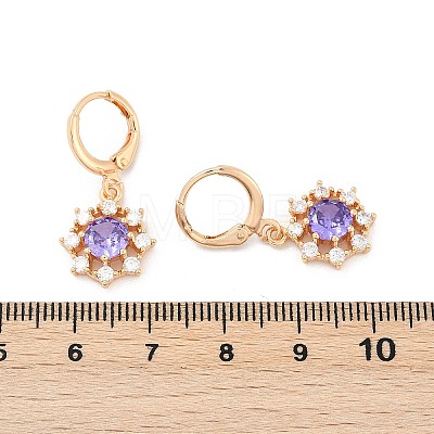 Brass Micro Pave Cubic Zirconia Leverback Earrings EJEW-K300-06G-1