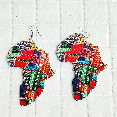 Printed Wood Dangle Earrings FS-WGB0246-01-1