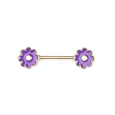 Brass Enamel Purple Flower Barbell Nipple Rings FS-WGE2017-09-1