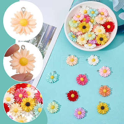 44Pcs 11 Colors Opaque Resin Pendants RESI-SC0006-81-1