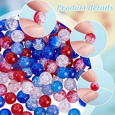   240Pcs 6 Colors Spray Painted Crackle Glass Beads CCG-PH0001-19-1