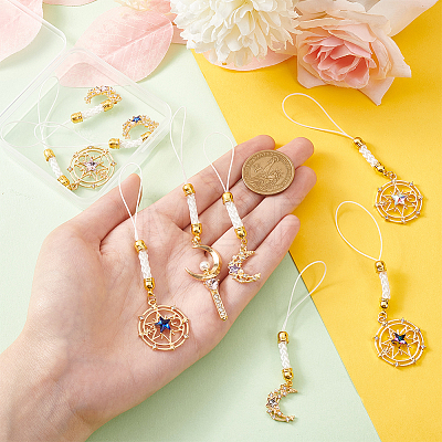 1 Set Alloy Rhinestone Cell Phone Charms Chain HJEW-BC0001-33-1