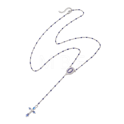 304 Stainless Steel Rosary Bead Necklaces NJEW-JN05775-1