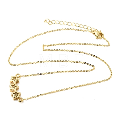 Brass Glass Triple Star Pendant Necklaces KK-CBAB173-03G-06-1