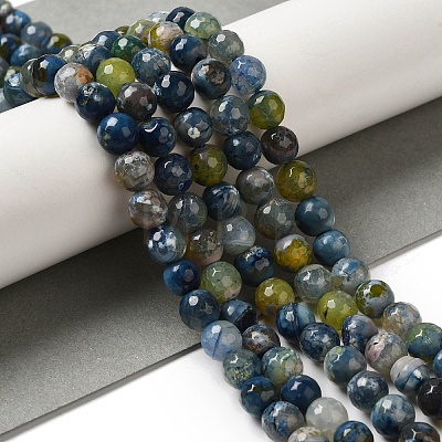 Dyed & Heated Natural Fire Crackle Agate Beads Strands X-G-P539-B01-02-1