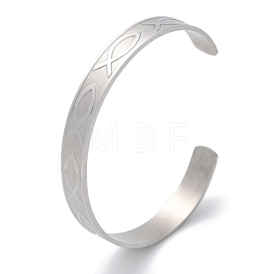 304 Stainless Steel Cuff Bangles for Women BJEW-U010-01P-1