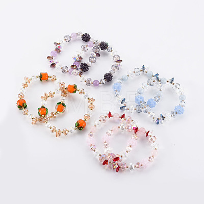Faceted Glass Beads Stretch Bracelets BJEW-Q997-006-RS-1