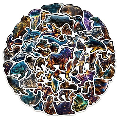 50Pcs Translucent Animals PVC Waterproof Sticker Labels PW-WG98620-01-1