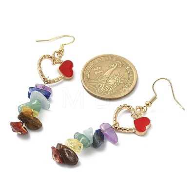 2 Pair 2 Color Natural Mixed Gemstone Chips Dangle Earrings EJEW-JE05344-1