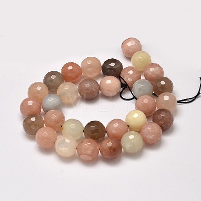 Grade AA Natural Multi-Moonstone & Sunstone Faceted Round Beads Strands G-M296-07-6mm-1