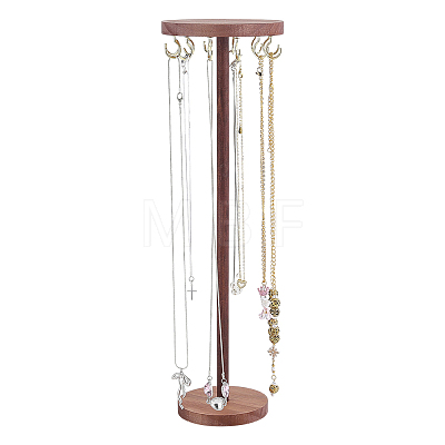 Round Wooden Necklace Organizer Display Stands NDIS-WH0010-34A-1