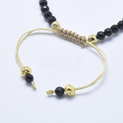Natural Black Tourmaline Braided Bead Bracelets BJEW-I258-J03-1