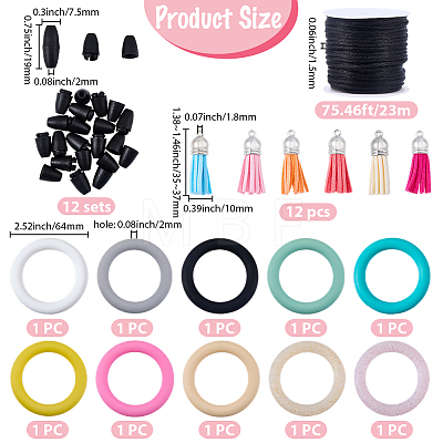 12Pcs 12 Colors Ring Silicone Beads SIL-BM0001-11-1