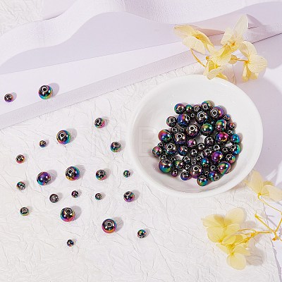 80Pcs 4 Style Rack Plating Rainbow Color 304 Stainless Steel Beads STAS-SZ0002-38-1