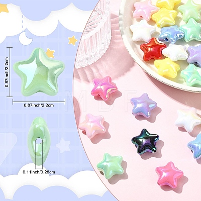 10Pcs UV Plating Plastic Beads SACR-YW0001-86A-1