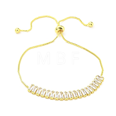 PVD Vacuum Plating Cubic Zirconia Tennis Link Slider Bracelet with Golden 201 Stainless Steel Box Chains BJEW-C044-01G-1