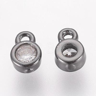 Brass Cubic Zirconia Charms ZIRC-P068-01B-1