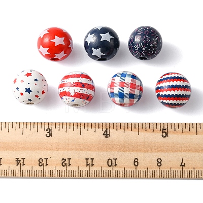 42Pcs 7 Styles Independence Day Theme Schima Wood Beads WOOD-FS0001-01-1