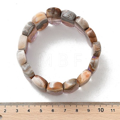 Oval Natural Amethyst Lace Agate Beads Stretch Bracelets for Women Men BJEW-C097-04A-1