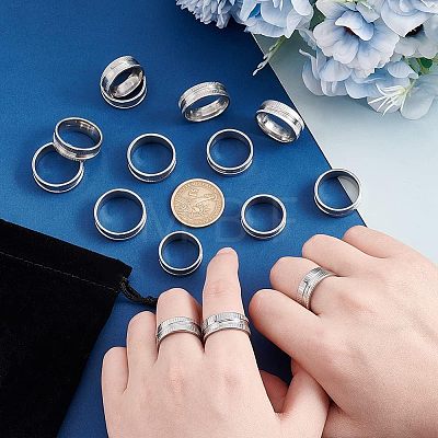 Unicraftale 10Pcs 5 Size 304 Stainless Steel Grooved Finger Ring Settings STAS-UN0041-21P-1