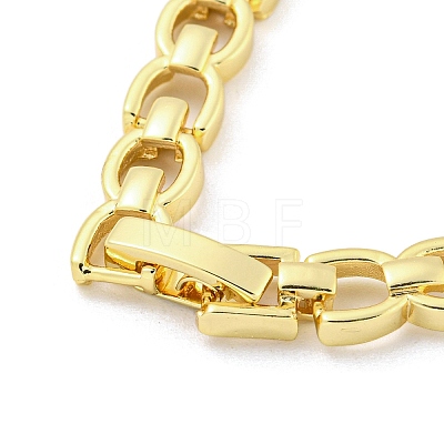 Brass Micro Pave Clear Cubic Zirconia Rectangle Link Chain Bracelets for Women BJEW-R315-01C-G-1