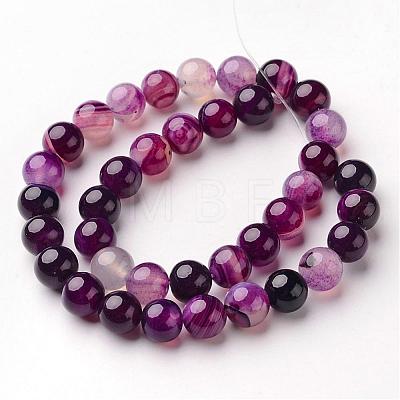 Natural Striped Agate/Banded Agate Beads Strands G-D845-01A-10mm-1