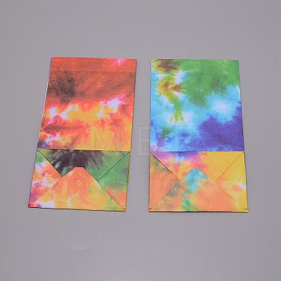 Rectangle with Tie-Dye Pattern Kraft Paper Bag CARB-WH0009-16-1