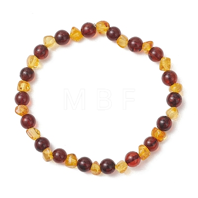 Natural Amber Beaded Stretch Bracelets for Women Men BJEW-JB13648-1