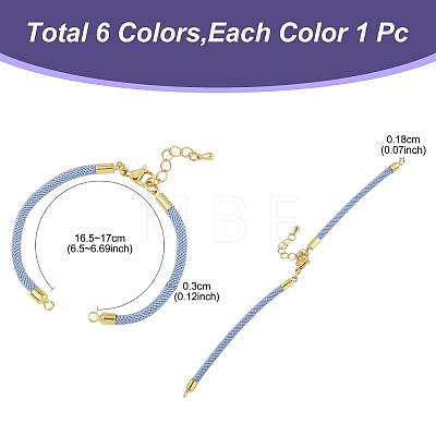 6Pcs 6 Colors Nylon Cords Bracelet Makings Fit for Connector Charms AJEW-FS0001-38-1