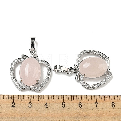 Natural Rose Quartz with Clear Cubic Zirconia Pendants G-G133-03P-27-1