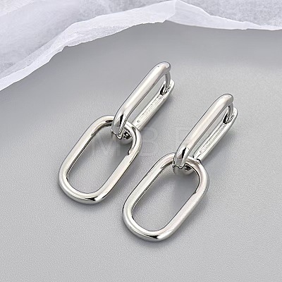 925 Sterling Silver Oval Hoop Earrings QX2219-2-1