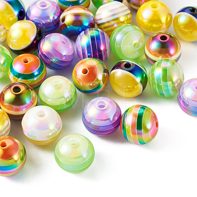 30Pcs 5 Colors Opaque Acrylic Beads MACR-TA0001-46-1