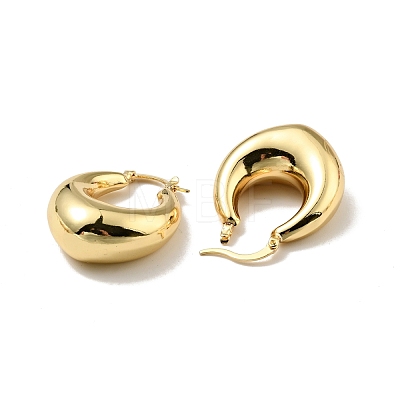Rack Plating Brass Chunky Hoop Earrings for Women EJEW-G288-35B-G-1