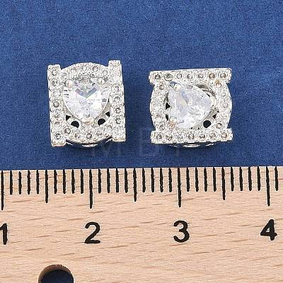 Rack Plating Brass Micro Pave Cubic Zirconia Beads KK-F879-07S-1