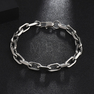 201 Stainless Steel Oval Link Chain Bracelets for Men BJEW-R313-07P-1