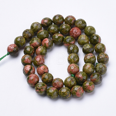 Natural Unakite Beads Strands G-S281-14-8mm-1