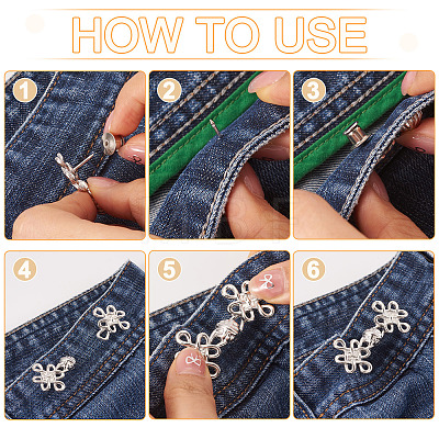 6Pcs 6 Styles Chinese Knot Alloy Adjustable Jean Button Pins FIND-TA0010-52-1