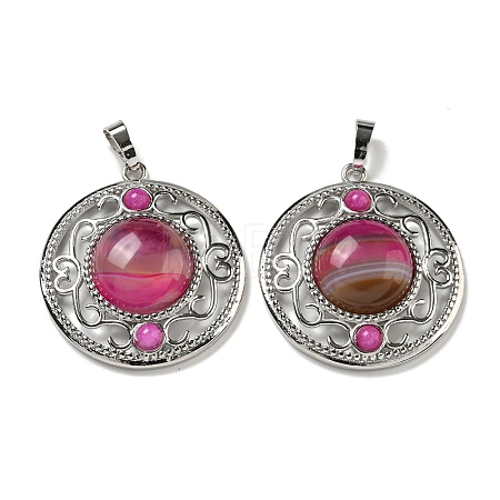Natural Banded Agate Dyed Pendants G-Q158-03V-1