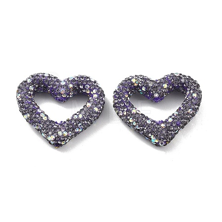 Heart Shape Polymer Clay Rhinestone Beads CLAY-NH0001-09B-03-1