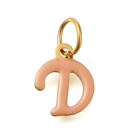 Ion Plating(IP) 304 Stainless Steel Enamel Alphabet Charms STAS-F308-02G-D-1