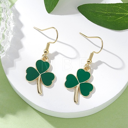 Clover Alloy Enamel Dangle Earrings EJEW-JE06939-1