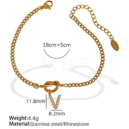 304 Stainless Steel Micro Pave Clear Cubic Zirconia Charm Bracelets WG4D47F-23-1
